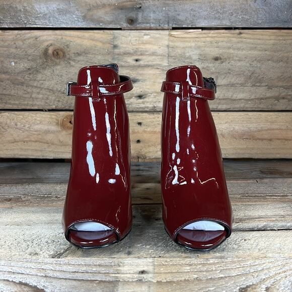 MICHAEL Michael Kors Lawson Open Toe Leather Bootie - Burgundy - 6.5 - NWOB - Picture 2 of 9